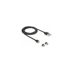 Delock Magnetisches USB Daten- und Ladekabelset für Micro USB USB Type-CTM schwarz 1.1 m