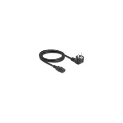 Delock Netzkabel PC Schutzkontaktstecker CEE 7 7 90° gewinkelt auf C13 Buchse. 2 m. 3 x 1.00 mm2 schwarz