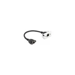 Delock Netzwerk Verlängerungskabel für Easy 45 Modul S FTP RJ45 Buchse zu RJ45 Buchse Cat.6A 25 cm schwarz weiß