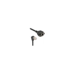 Delock Netzwerk Verlängerungskabel S FTP Stecker RJ45 Stecker 90° gewinkelt zu RJ45 Einbaubuchse Cat.6A 2 m schwarz