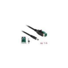 Delock PoweredUSB Kabel Stecker 12 V to DC 5.5 x 2.1 mm Stecker 1 m für POS Drucker und Terminals