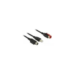 Delock PoweredUSB Kabel Stecker 24 V to USB Typ-B Stecker + Hosiden Mini-DIN 3 Pin Stecker 3 m für POS Drucker und Ter...