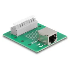 Delock RJ45 Buchse zu Terminalblock mit Drucktaster für Hutschiene