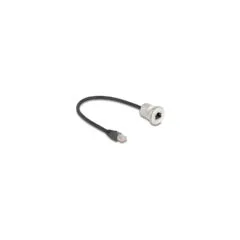 Delock RJ45 Einbaubuchse mit Kabelpeitsche Stecker Cat.5e STP 30 cm Aluminium