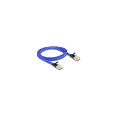 Delock RJ45 Flachband Netzwerkkabel mit Geflechtmantel Cat.6A U FTP 1 m blau