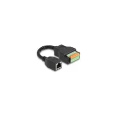 Delock RJ45 Kabel Cat.5e Buchse zu Terminalblock Adapter mit Drucktaster 15 cm
