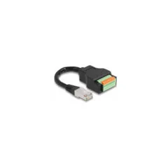 Delock RJ45 Kabel Cat.5e Stecker zu Terminalblock Adapter mit Drucktaster 15 cm