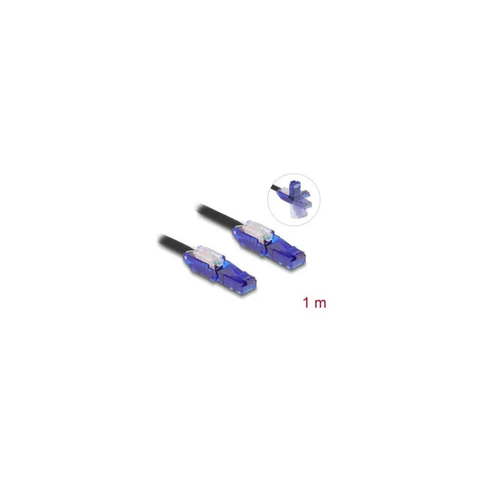 Delock RJ45 Netzwerkkabel Cat.6 UTP mit 180° winkelbaren Steckern schwarz 1 m — image 2