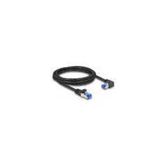 Delock RJ45 Netzwerkkabel Cat.6A S FTP gerade rechts gewinkelt 2 m schwarz
