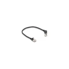 Delock RJ45 Netzwerkkabel Cat.6A S FTP Slim 90° oben gewinkelt gerade 0.25 m schwarz