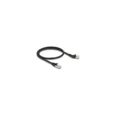 Delock RJ45 Netzwerkkabel Cat.6A S FTP Stecker 45° nach links gewinkelt zu Stecker gerade 0.5 m schwarz