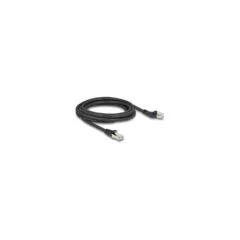 Delock RJ45 Netzwerkkabel Cat.6A S FTP Stecker 45° nach links gewinkelt zu Stecker gerade 3 m schwarz