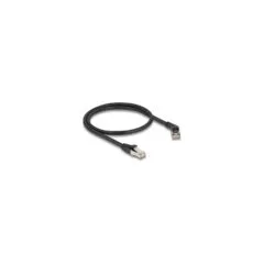 Delock RJ45 Netzwerkkabel Cat.6A S FTP Stecker 45° nach rechts gewinkelt zu Stecker gerade 0.5 m schwarz