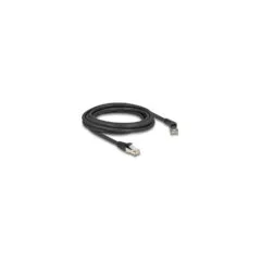 Delock RJ45 Netzwerkkabel Cat.6A S FTP Stecker 45° nach rechts gewinkelt zu Stecker gerade 3 m schwarz