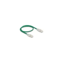 Delock RJ45 Netzwerkkabel Cat.6A Stecker zu Stecker mit gebogener Rastnase U FTP Slim 0.5 m grün