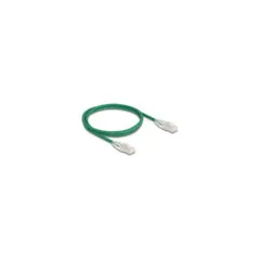 Delock RJ45 Netzwerkkabel Cat.6A Stecker zu Stecker mit gebogener Rastnase U FTP Slim 1 m grün