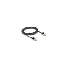 Delock RJ45 Netzwerkkabel Cat.6A Stecker zu Stecker mit robuster Rastnase und Cat.7 Rohflachbandkabel U FTP 2 m schwarz