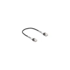 Delock RJ45 Netzwerkkabel mit doppeltem Knickschutz Cat.6A UTP Slim 0.3 m schwarz