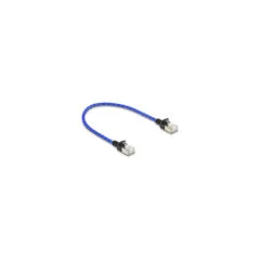 Delock RJ45 Netzwerkkabel mit Geflechtmantel Cat.6A U FTP Slim 0.3 m blau