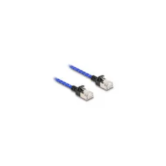 Delock RJ45 Netzwerkkabel mit Geflechtmantel Cat.6A U FTP Slim 2 m blau