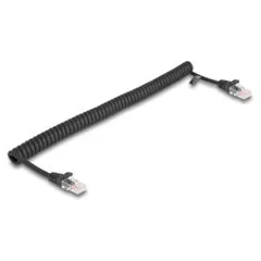 Delock RJ45 Spiralkabel Stecker zu Stecker Cat.5e 1 m schwarz
