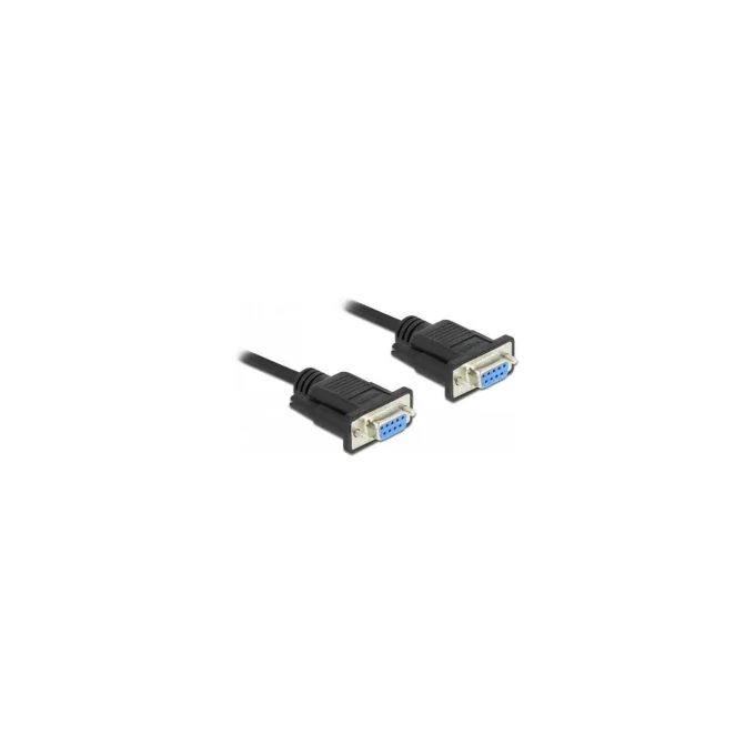 Delock RS-232 Kabel Seriell D-Sub 9 Buchse zu Buchse Nullmodem mit schmalem Steckergehäuse - CTS RTS auto control - 0... — image 1