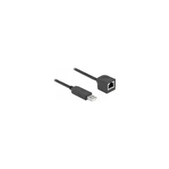 Delock Serielles Anschlusskabel mit FTDI Chipsatz. USB 2.0 Typ-A Stecker zu RS-232 RJ45 Buchse 25 cm schwarz