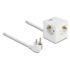 Delock Steckdosenwürfel mit Verlängerungskabel 3-fach mit Kindersicherung und USB PD 3.0 Ladegerät 20 W. 1.5 m Kabel....