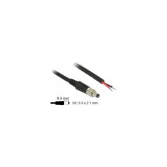 Delock Stromversorgungskabel DC 5.5 x 2.1 x 9.5 mm verschraubbar zu offenen Kabelenden 95 cm