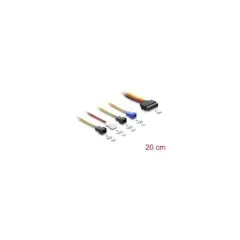 Delock Stromversorgungskabel SATA 15 Pin Stecker zu 4 x 2 Pin Lüfter (12 V 7 V 5 V) 20 cm
