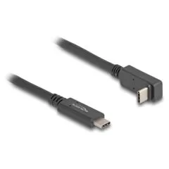 Delock USB 10 Gbps Kabel USB Type-CTM Stecker zu USB Type-CTM Stecker gewinkelt oben unten 1 m 4K PD 60 W mit E-Marker
