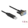 Delock USB 2.0 zu Seriell RS-232 Adapter Sub-D 9 Buchse mit Schrauben kompaktem Steckergehäuse 1,8 m FTDI