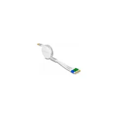 Delock USB 3 in 1 Aufrollladekabel Typ-A zu Micro USB 2 x USB Type-CTM mit Schnellladefunktion weiß