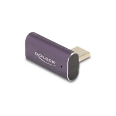 Delock USB Adapter 40 Gbps USB Type-CTM PD 3.1 240 W Stecker zu Buchse gedreht gewinkelt links rechts 8K 60 Hz Metall