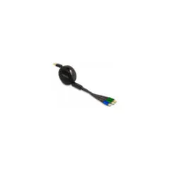 Delock USB Aufrollladekabel 3 in 1 Typ-A zu Micro USB 2 x USB Type-CTM mit Schnellladefunktion schwarz