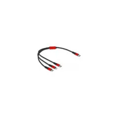 Delock USB Ladekabel 3 in 1 USB Type-CTM zu LightningTM Micro USB USB Type-CTM 30 cm schwarz rot