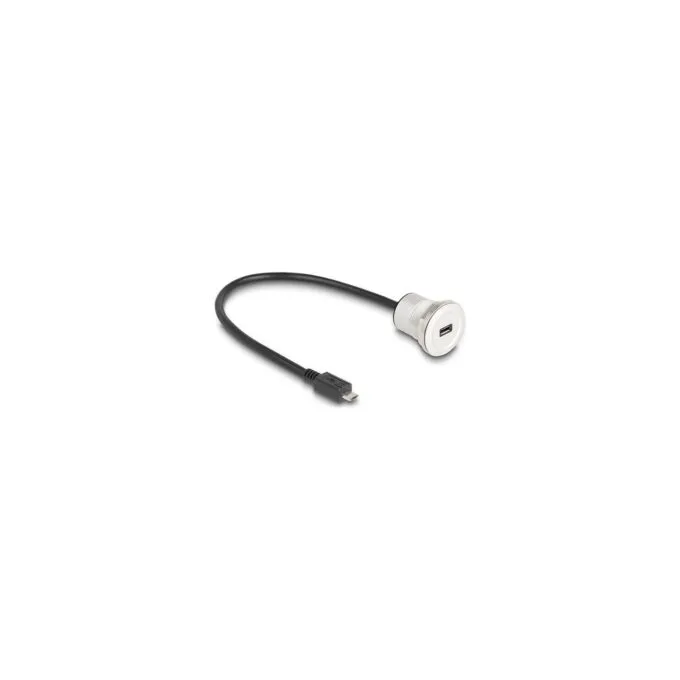 DELOCK USB2.0 Micro-B Einbaubuchse mit Kabelp. St. Alu. 30cm — image 1