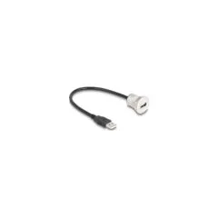 DELOCK USB2.0 Typ-A Einbaubuchse mit Kabelp. St. Alu.30cm