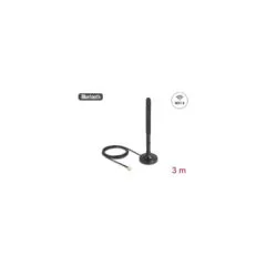 Delock WiFi 6 Antenne RP-SMA Stecker 3 dBi omnidirektional mit Anschlusskabel RG-174 3 m mit Kippgelenk mit magnetisc...