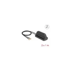 Delock WiFi 7 Antenne 2 x RP-SMA Stecker 2.4 - 4.0 dBi omnidirektional mit magnetischem Standfuß und Anschlusskabel U...