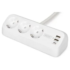 DIGITUS Steckdosenleiste 2x + 2USB 1.5m 12W 30W weiß