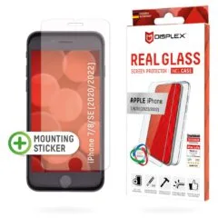 DISPLEX Panzerglas (10H) + Schutzhülle für Apple iPhone 7 8 SE (2020 2022), Montagesticker, + Case, Tempered Glas, kr...