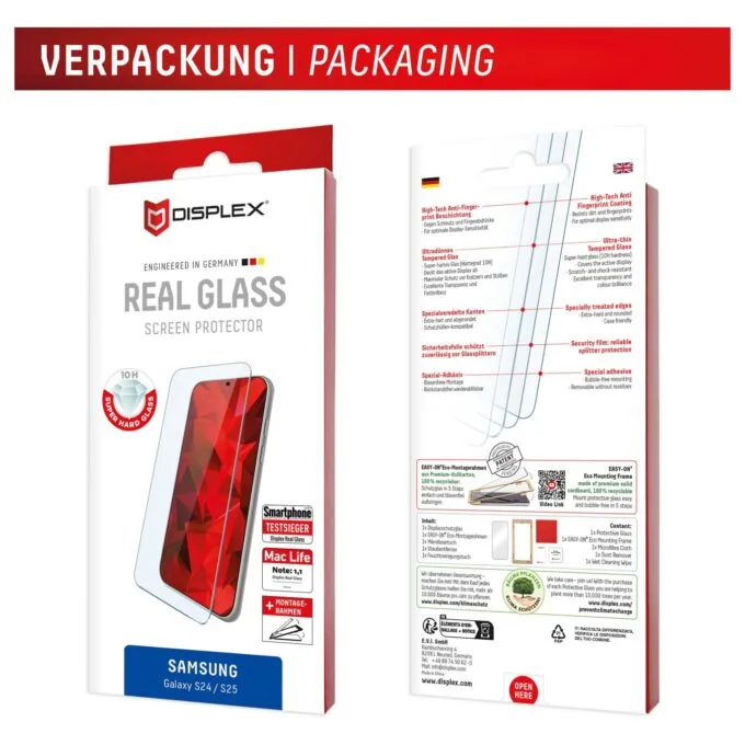 DISPLEX Panzerglas 2D Clear (10H) für Samsung Galaxy S24 Eco-Montagerahmen. Tempered Glas. kratzer-resistente Schutzf... — image 9