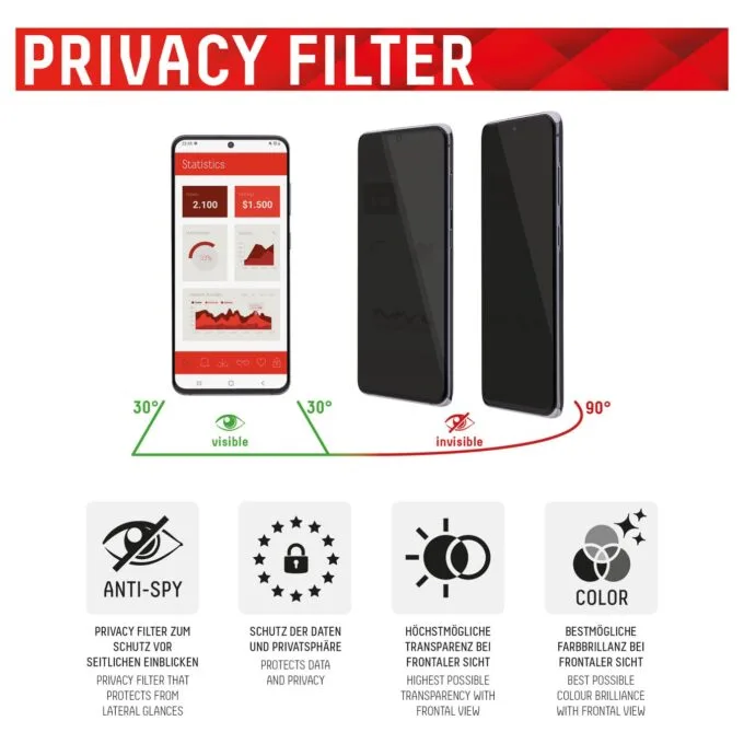 DISPLEX Privacy Full Cover Panzerglas (10H) für Apple iPhone 13 13 Pro 14 16e — image 5