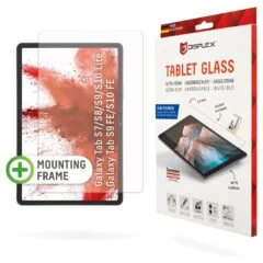 DISPLEX Tablet Glass (9H) Samsung Tab S8 S9 S9FE S10FE S10 Lite Eco-Montagerahmen L-Form, unzerbrechlich, ultra-dünn,...
