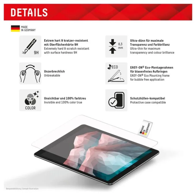 DISPLEX Tablet Glasschutzfolie für Samsung Galaxy Tab A9+ A11+ — image 2