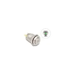Drucktaster zum Einbau 12 mm 4 x Lötanschluss LED grüner Punkt