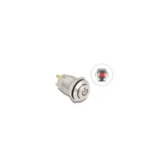 Drucktaster zum Einbau 12 mm 4 x Lötanschluss LED rot Powersymbol