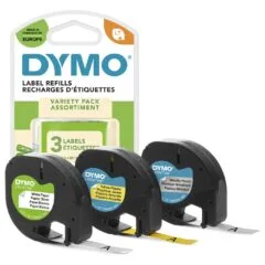 DYMO Etikett LetraTag 12mmx4m schwarz- to weiß 3er Set