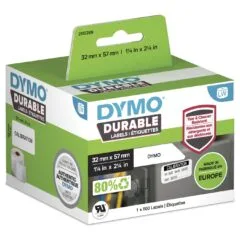 DYMO Original Hochleistung Etikett für LabelWriterTM, Kunststoff - weiss - permanent haftend, widerstandsfähig, 1 x 8...
